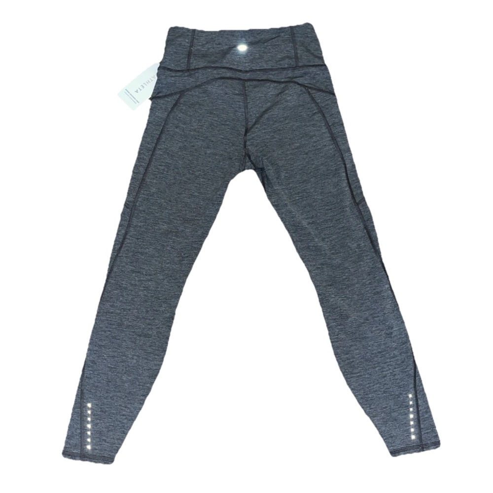 Athleta Rainier Heather Tight Grey Heather Legging Zip Up Pockets Reflective NWT - Picture 10 of 16
